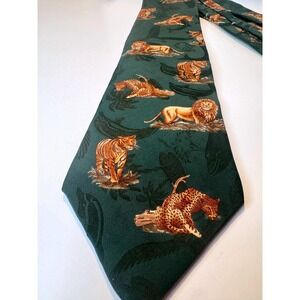 Endangered Species Silk Tie Emerald Green Safari Animal Novelty Necktie‎